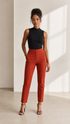 Pantalon taille haute coutures - Rouille