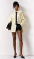 Chemise oversize rayée avec cravate à pois - Jaune
