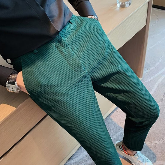 Pantalon gaufré émeraude