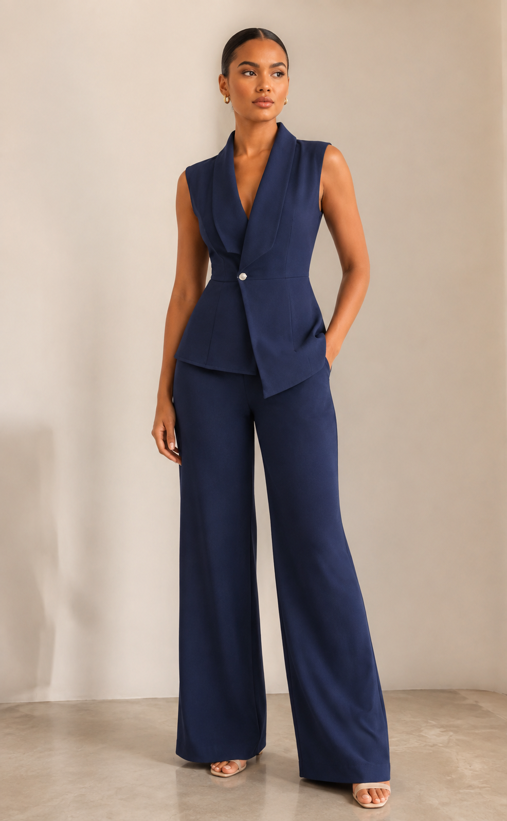 Ensemble gilet tailleur et pantalon large - Marley