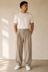 Pantalon large plissé beige - Marley