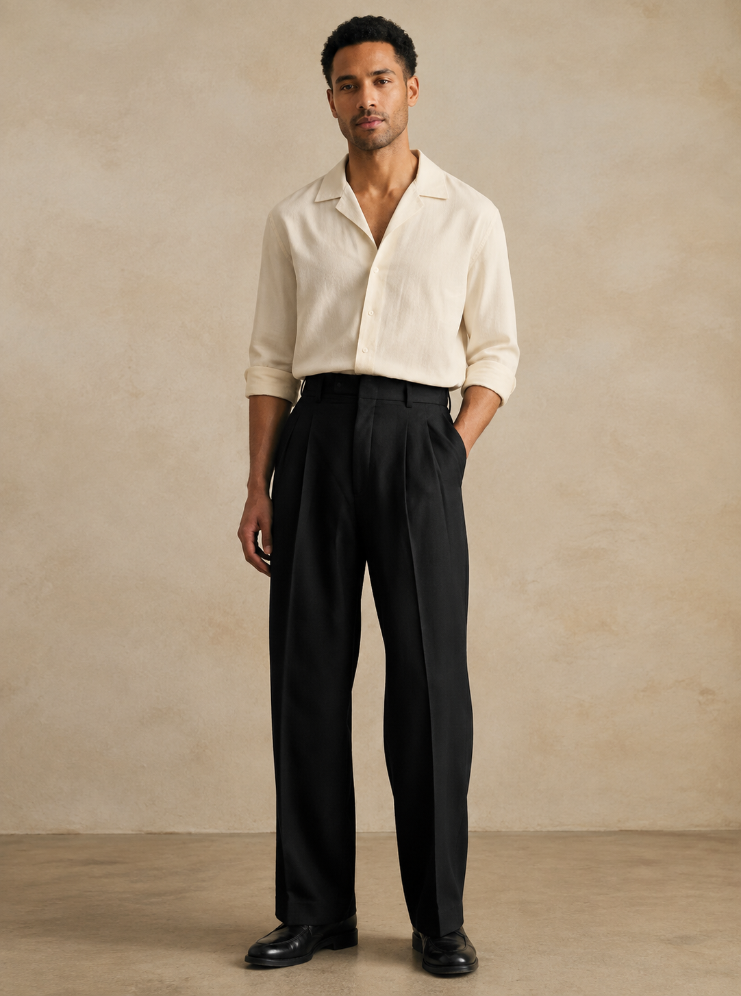 Pantalon large plissé noir - Marley