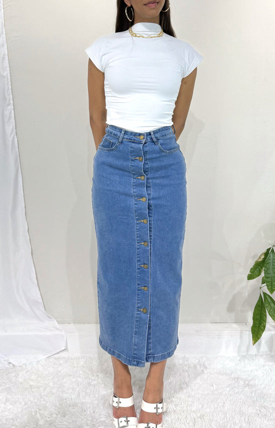 Jupe longue en jean "Sarah"