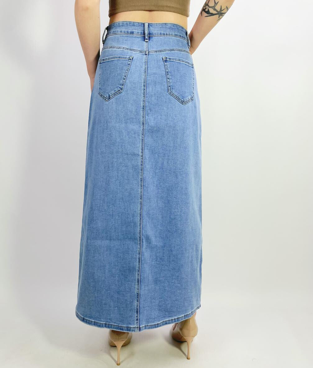 Jupe longue en jean "Isabelle"