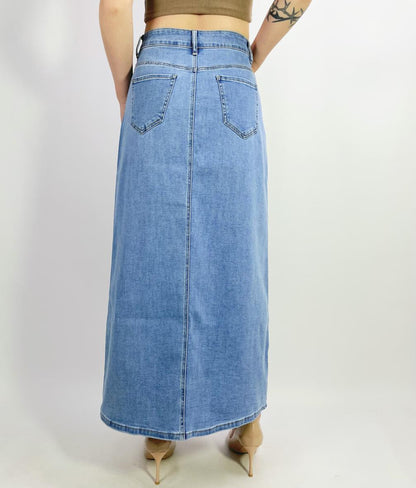 Jupe longue en jean "Isabelle"