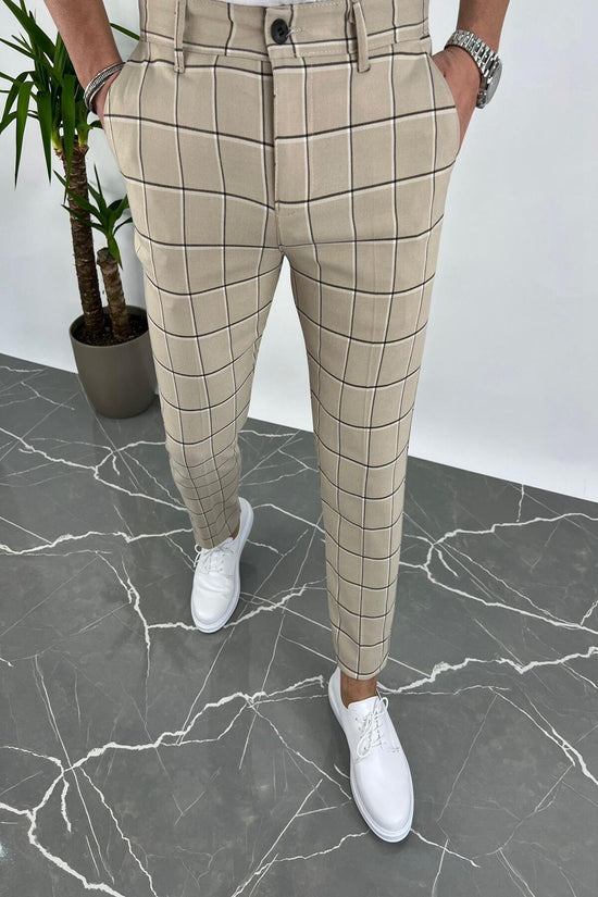 Pantalon beige à carreaux collection " Weddings "