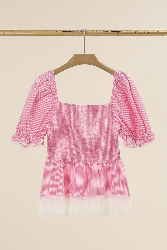 Top à manches "Vichy"